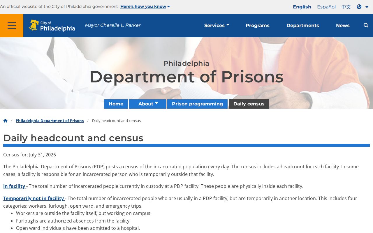 Philadelphia County PDP aggregate census rather than a 72-hour release list